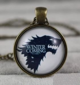 Медальон Game of Thrones Stark Wolf (металл + стекло)